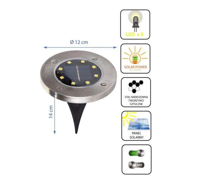 SOLÁRNA LAMPA 8 LED SMD PRE PRELOMENIE KPL.4PCS