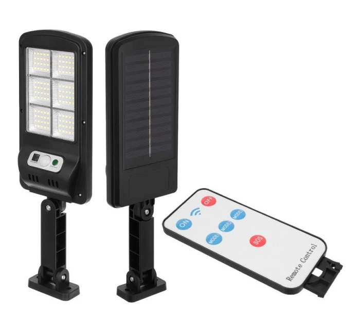 POULIČNÁ LAMPA SOLÁRNE SVIETIDLO 120LED + DIAĽKOVÉ OVLÁDANIE SENZOR POHYBU A SÚMRAKU