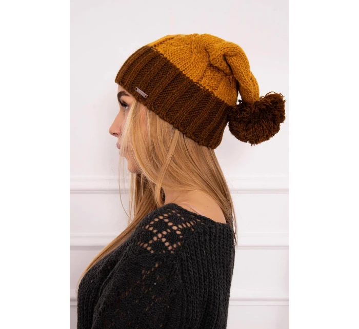 Fleecová čiapka Paris K212 horčicová+hnedá