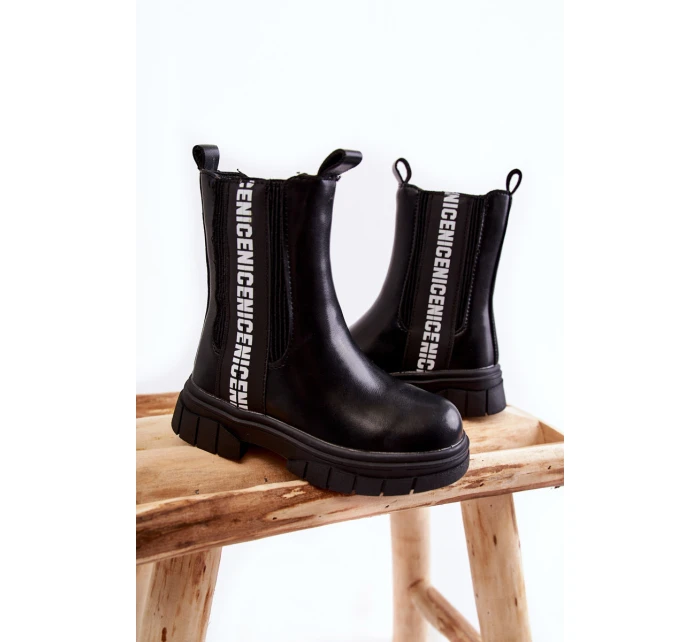 Dziecięce Wysokie Botki Ocieplane Czarne Kimmy