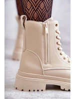 Dámske zateplené kožené čižmy Dorchen light beige