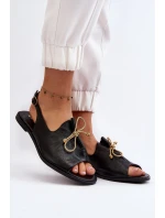 Kožené ploché sandály model 21646269 černé - Zazoo