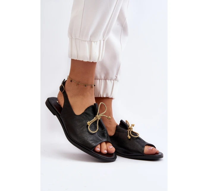 Kožené ploché sandály model 21646269 černé - Zazoo