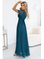 Dlouhé třpytivé šaty  lahvově zelené  model 21893580 - numoco