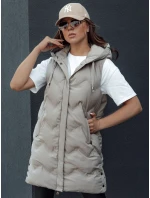 Dámská prošívaná vesta s kapucí béžová Dstreet model 21979810 - FashionStreet