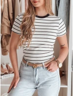 Dámské základní pruhované tričko bílé Dstreet model 21986856 - FashionStreet