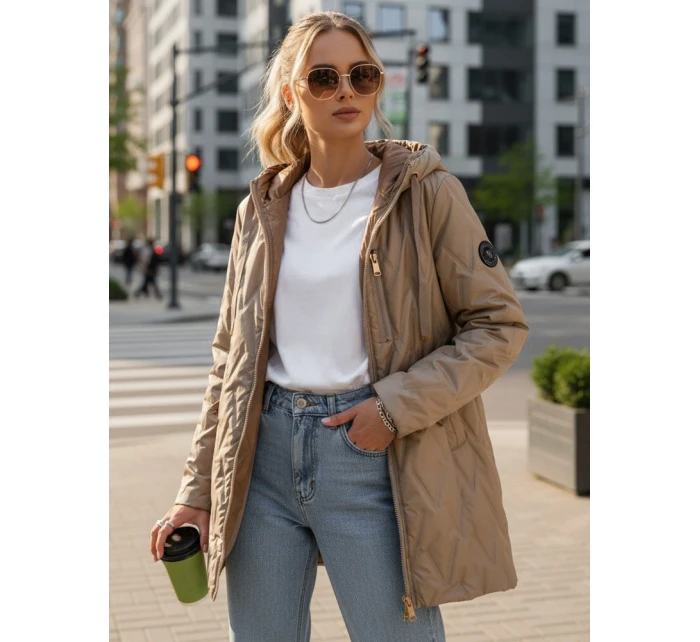 Dámská prošívaná přechodová bunda velbloudí barvy Dstreet model 21996000 - FashionStreet