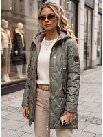 Kurtka damska przejściowa pikowana z kapturem zielona model 22342152 - FashionStreet Kurtka damska przejściowa pikowana z kapturem zielona model 22342152 - FashionStreet