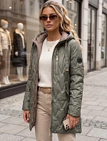 Dámska prešívaná prechodná bunda s kapucňou, zelená, FashionStreet TY5770