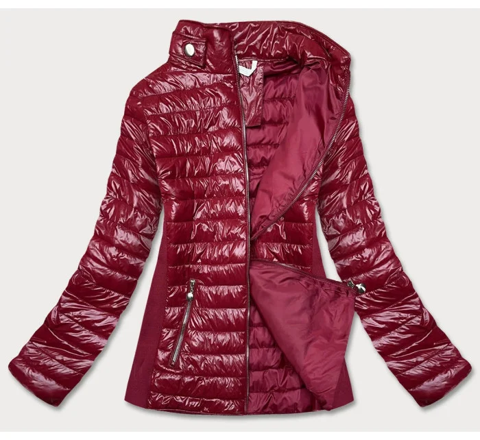 Vínová dámska lesklá bunda (7210-67)