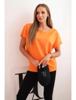 Dámska bavlnená súprava s tričkom a legínami s oranžovou šerpou Dámska bavlnená súprava s tričkom a legínami s oranžovou šerpou