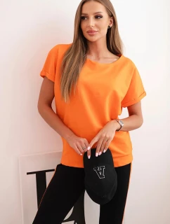 Dámska bavlnená súprava s tričkom a legínami s oranžovou šerpou