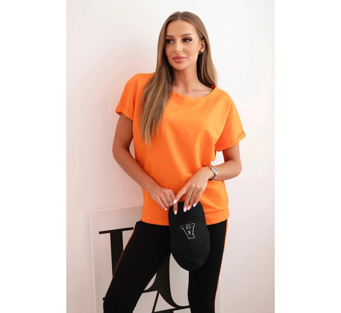 Dámska bavlnená súprava s tričkom a legínami s oranžovou šerpou Dámska bavlnená súprava s tričkom a legínami s oranžovou šerpou