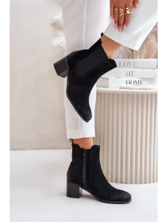 Ocieplane Botki Damskie Na Słupku Czarne Radeya