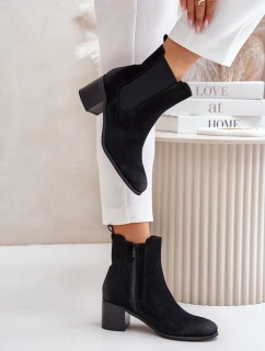 Ocieplane Botki Damskie Na Słupku Czarne Radeya