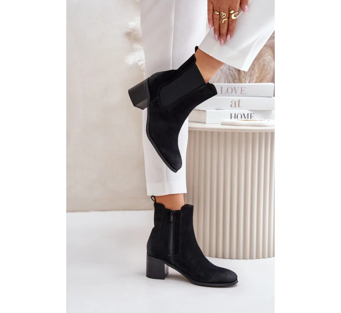 Ocieplane Botki Damskie Na Słupku Czarne Radeya Ocieplane Botki Damskie Na Słupku Czarne Radeya