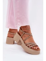 Skórzane Sandały Damskie Maciejka 06990-25 Złote