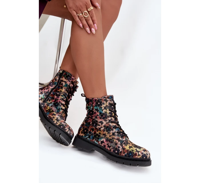 Dámské zimní kotníkové boty květinové model 21712487 - Artiker Dámské zimní kotníkové boty květinové model 21712487 - Artiker