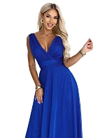 dlouhé večerní šaty s tylem a výstřihem do V – chrpa model 22293957 - numoco basic