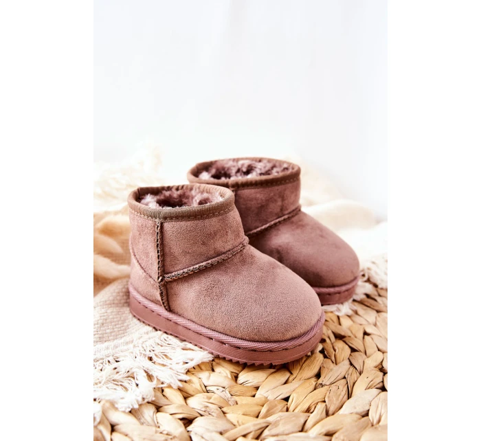 Dziecięce Ocieplane Botki Śniegowce Ciemny Beż Gooby