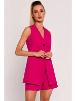 M776 Bunda bez rukávov s jedným gombíkom - fuchsiová