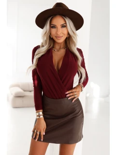Dámské BODY s obálkovým výstřihem vínové model 21781180 - numoco