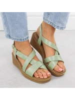 Zelené lakované dámske sandále na platforme Sergio Leone SK298 Zelené lakované dámske sandále na platforme Sergio Leone SK298