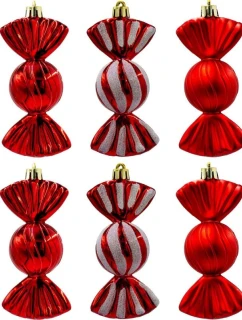 PLASTOVÉ TVAROVANIE OZDÔBKY BEZPEČNÉ CUKRÍKY 6KS SĽUDA ČERVENÁ