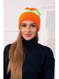 Kinga dámská čepice K297 oranžová+zelená neon+bílá