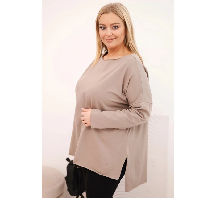 Dámská bavlněná blůza Plus Size asymetrická s dlouhým rukávem fango
