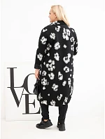 Elegantní dámský plášť Plus Size s model 22363422 leopardí černý - K-Fashion