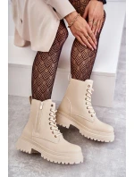 Dámske zateplené kožené čižmy Dorchen light beige
