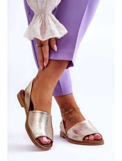 Kožené sandály zlaté model 21617472 - Zazoo
