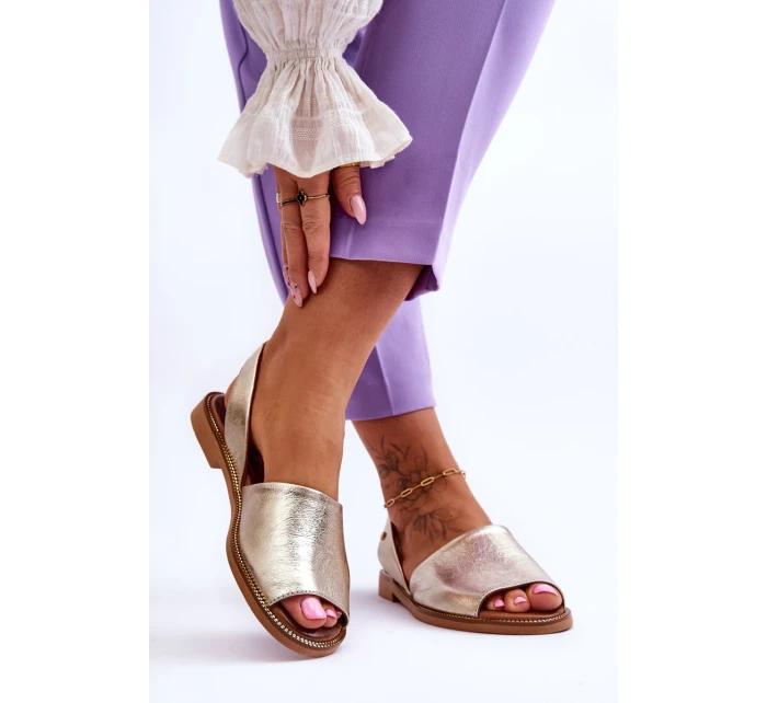 Kožené sandály zlaté model 21617472 - Zazoo