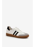 Zazoo N1068 Skórzane Niskie Sneakersy Damskie Białe