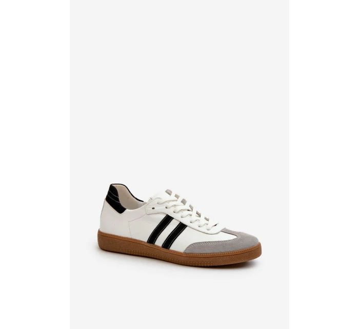 Zazoo N1068 Skórzane Niskie Sneakersy Damskie Białe