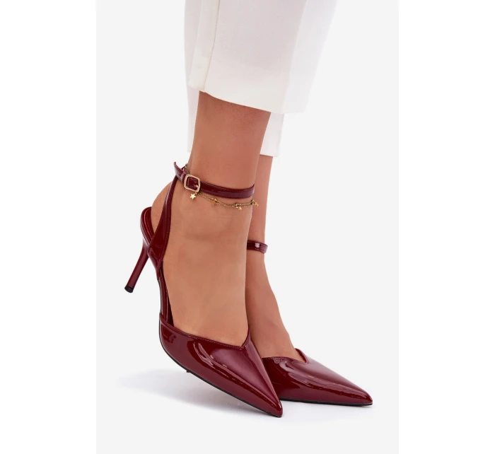 Lakované lodičky s patou bordové model 21794111 - Boto