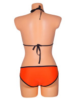 Dámské plavky dvoudílné sexy bikiny TRIANGLE zdobené černými lemy oranžové Oranžová model 15042354 - OEM