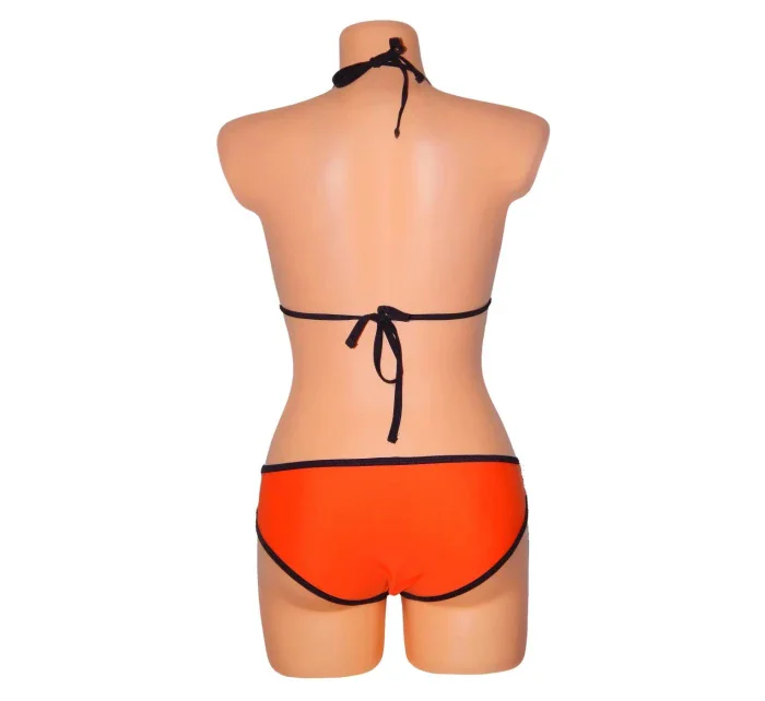 Dámske plavky dvojdielne sexi bikiny TRIANGLE zdobené čiernymi lemami oranžové - Oranžová - OEM Dámske plavky dvojdielne sexi bikiny TRIANGLE zdobené čiernymi lemami oranžové - Oranžová - OEM