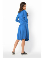 Letné šaty dámske vo voľnom strihu značkovej stredne dlhé modré - Modrá - Makadamové