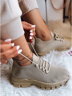 Dámske tenisky s ponožkovou špičkou ZY0345 v khaki farbe – FashionStreet