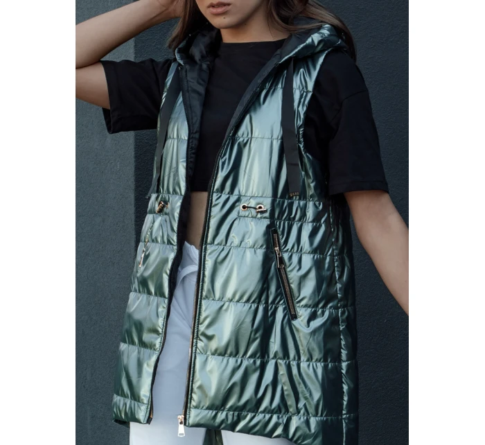 Dámska prešívaná vesta PIXIECODE tmavozelená FashionStreet TY4445