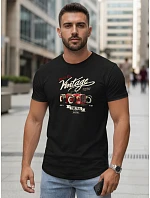 Pánske tričko s retro potlačou čierne FashionStreet NX5094R