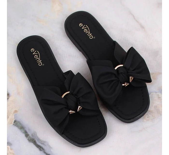 Dámské ploché žabky s mašlí černé eVento model 22096558