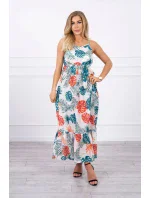 Šaty s motivem listů ecru