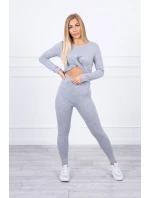 Súprava s riasením na blúzke šedej farby