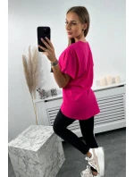 Bavlnená blúzka s vreckom fuchsiová