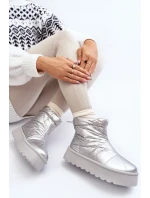 Śniegowce Damskie Na Masywnej Platformie Srebrne Fionia Śniegowce Damskie Na Masywnej Platformie Srebrne Fionia