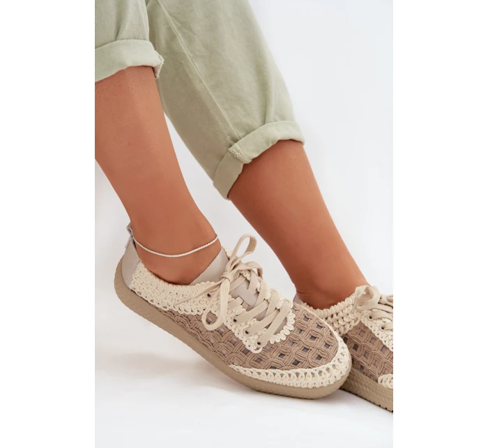 Kožené batohy Dámské polobotky model 22027822 Béžové - D&A