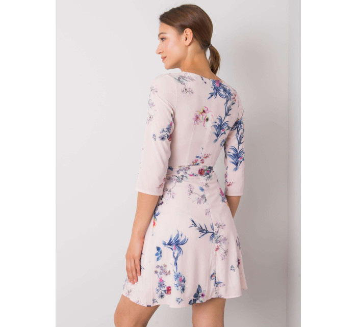 Dámske svetloružové šaty s kvetinovými vzormi